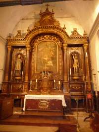 Eglise. Choeur. Vue générale du maître-autel et du retable.