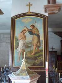 Le Sap, église St-Pierre-St-Paul, Le Baptême du Christ, huile sur toile par E. Camus datée 1879